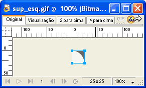 Mostra como cortar o canto superior direito